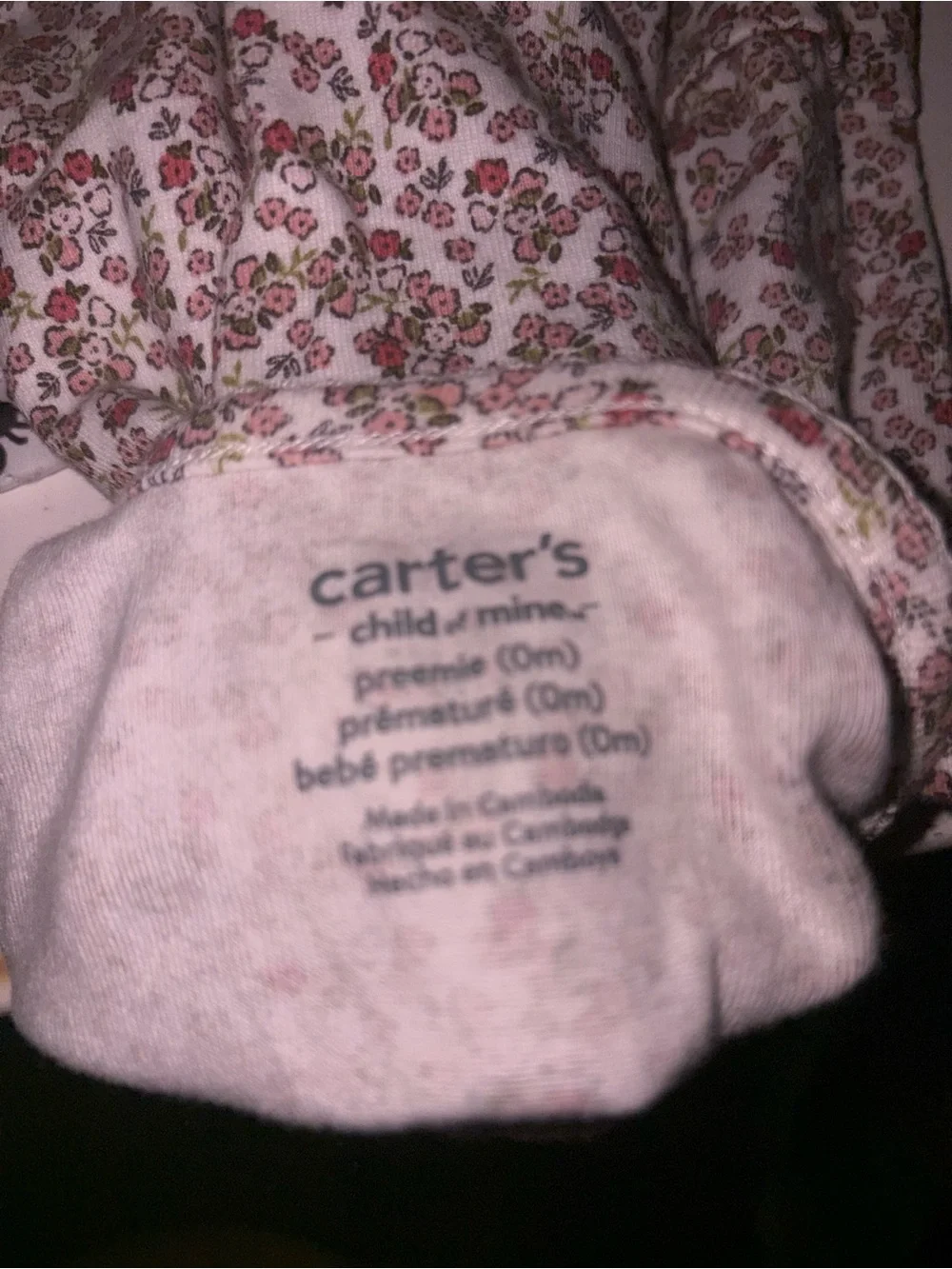 Carter's Pink and Green Floral Newborn Footed Sleepsuit